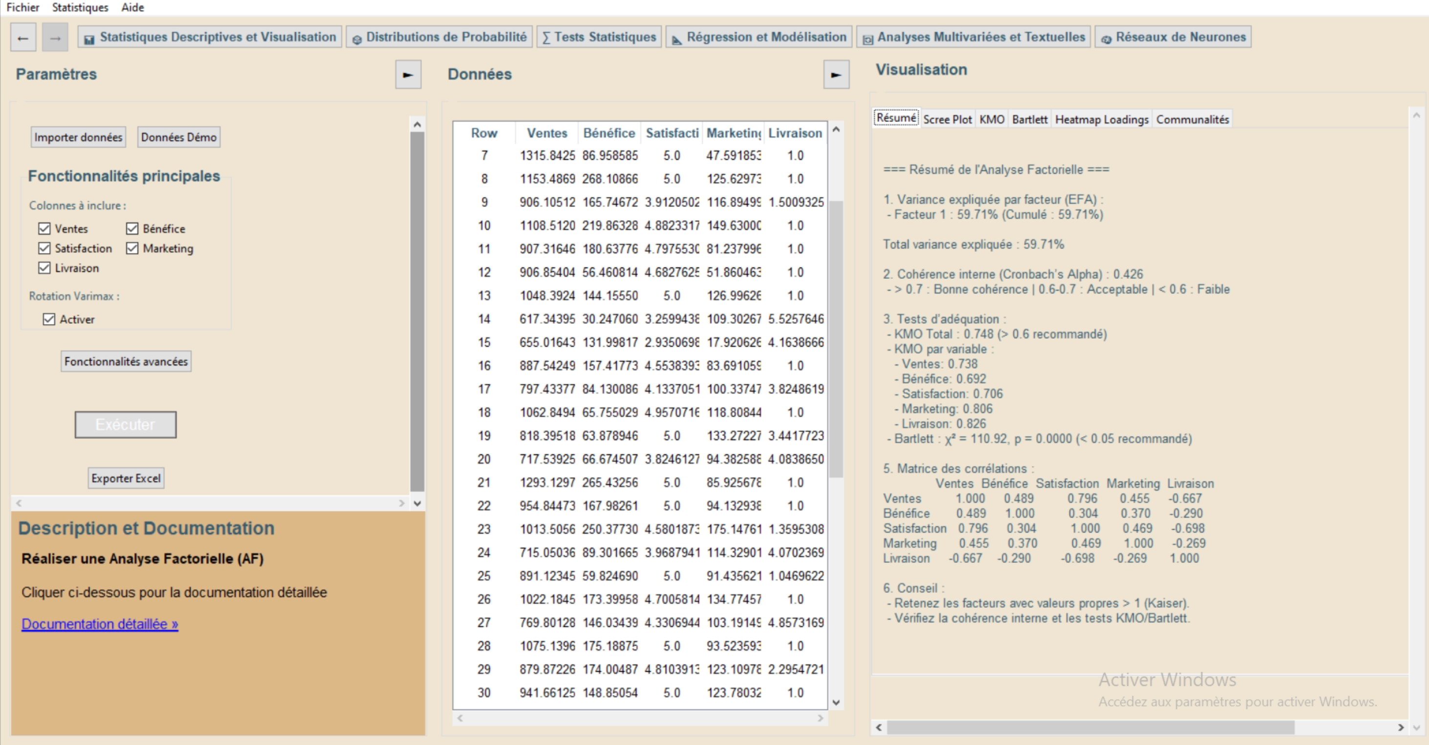 MStat Interface Screenshot